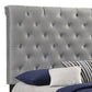 Fabric Upholstered Queen Size Bed With Scroll Headboard Design, Gray By Benzara | Beds | Modishstore - 4