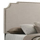 Fabric Upholstered Wooden Full Size Bed With Nailhead Trims, Beige By Benzara | Beds | Modishstore - 4