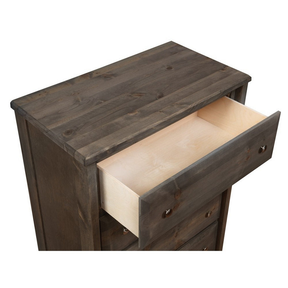 Transitional Style Wooden Chest With 4 Drawer Setup And Tapered Legs, Brown By Benzara | Cabinets | Modishstore - 3