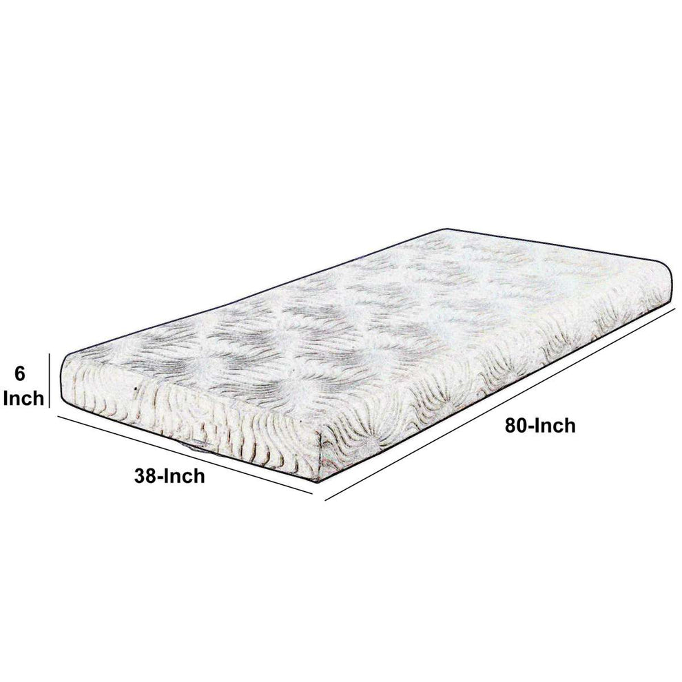 Contemporary Style Twin Size Fabric And Memory Foam Mattress, White By Benzara | Mattresses |  Modishstore  - 2