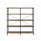 4 Tier Wood And Metal Frame Bookcase With Criss Cross Design, Rustic Brown By Benzara | Bookcases |  Modishstore  - 5