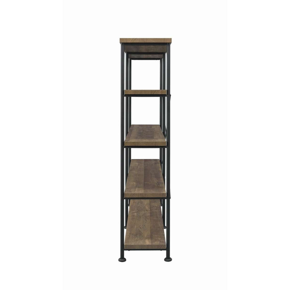 4 Tier Wood And Metal Frame Bookcase With Criss Cross Design, Rustic Brown By Benzara | Bookcases |  Modishstore  - 4