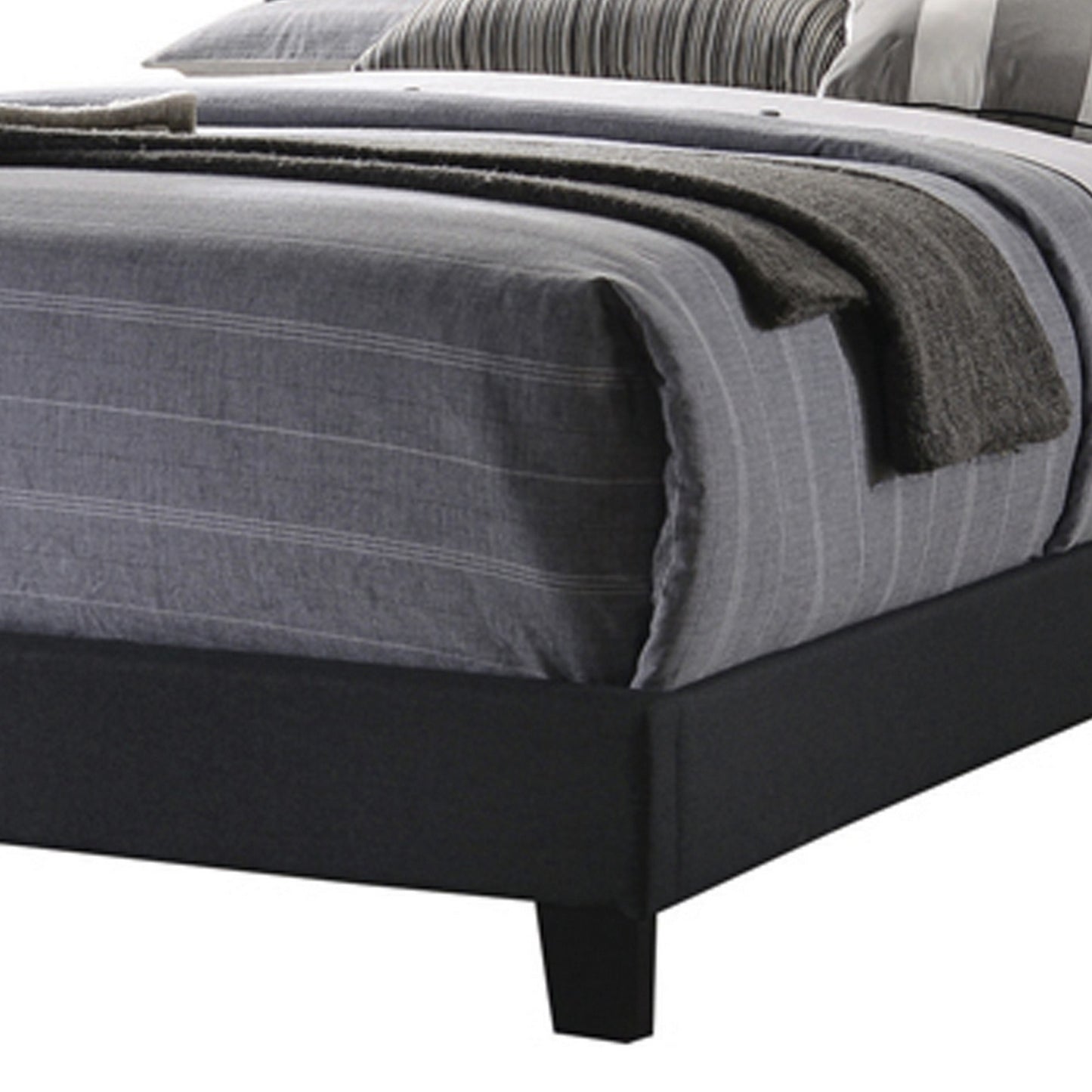 Eastern King Bed With Square Button Tufted Headboard, Dark Gray By Benzara | Beds | Modishstore - 2