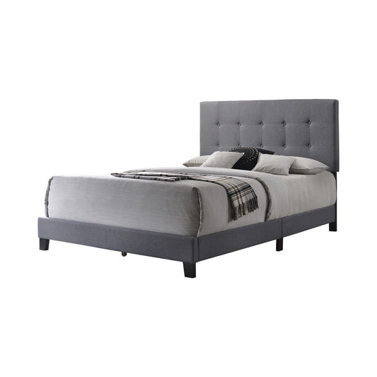 Eastern King Bed With Square Button Tufted Headboard And, Gray By Benzara | Beds | Modishstore