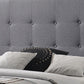 Queen Size Bed With Square Button Tufted Headboard And Chamfered Legs, Gray By Benzara | Beds | Modishstore - 3