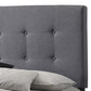 Queen Size Bed With Square Button Tufted Headboard And Chamfered Legs, Gray By Benzara | Beds | Modishstore - 4