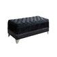Leatherette Storage Bench With Nailhead Trims And Button Tufted Seat, Black By Benzara | Benches |  Modishstore 