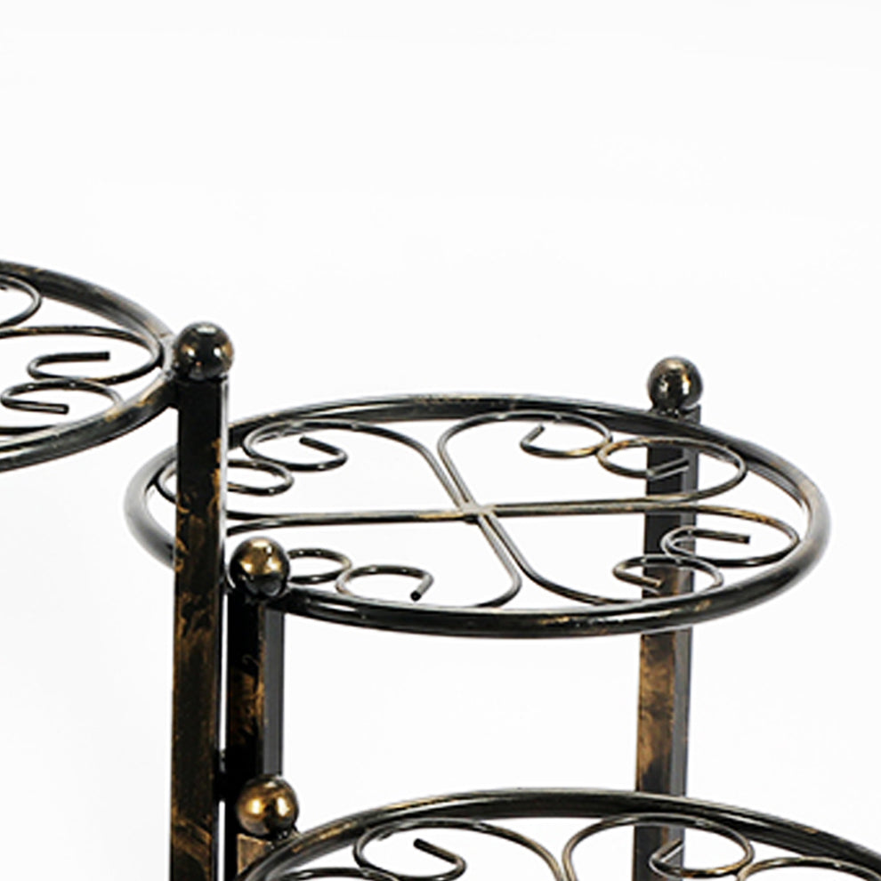 3 Tier Heart Clover Design Round Top Metal Plant Stand, Black By Benzara | Stands | Modishstore - 2