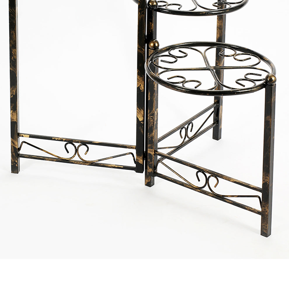 3 Tier Heart Clover Design Round Top Metal Plant Stand, Black By Benzara | Stands | Modishstore - 4