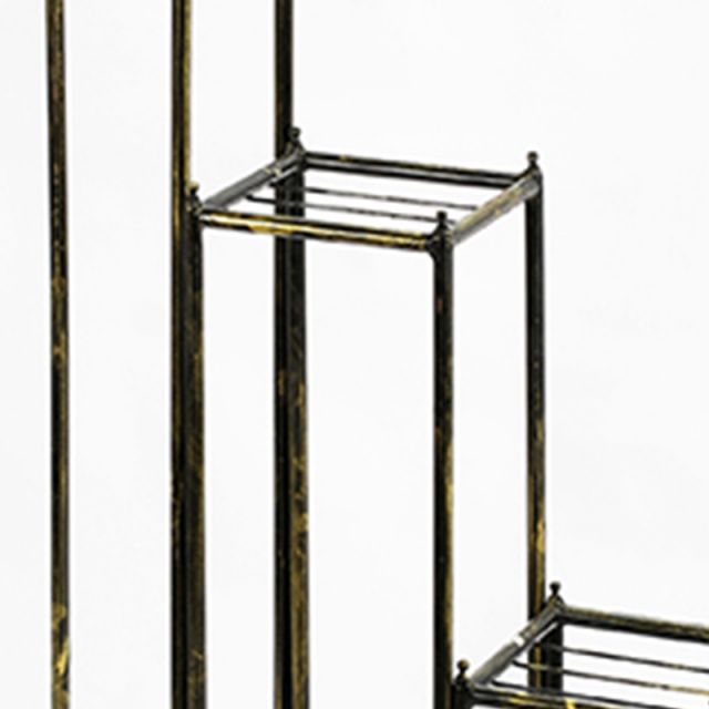 2 Tier Square Slatted Top Plant Stand, Set Of 3, Black And Gold By Benzara | Side Tables |  Modishstore  - 5