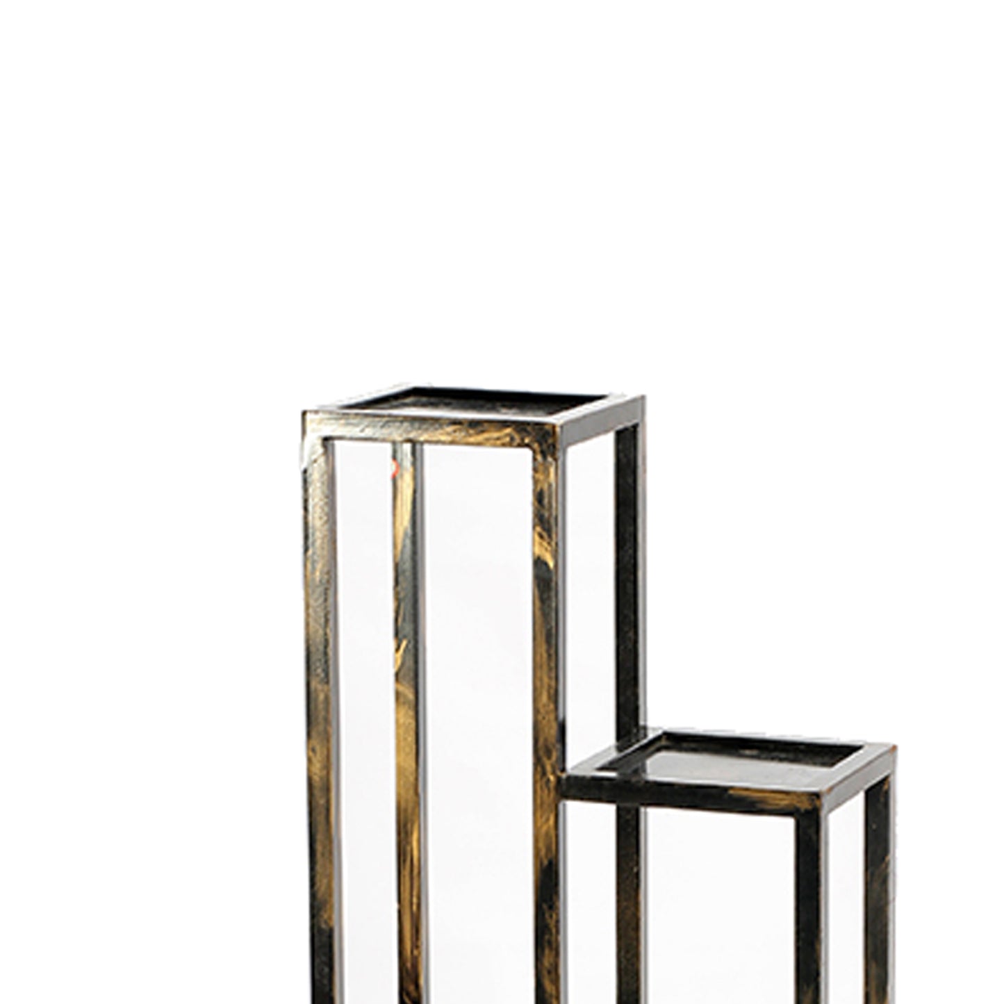 4 Tier Cast Iron Frame Plant Stand With Tubular Legs, Black And Gold By Benzara | Stands | Modishstore - 2