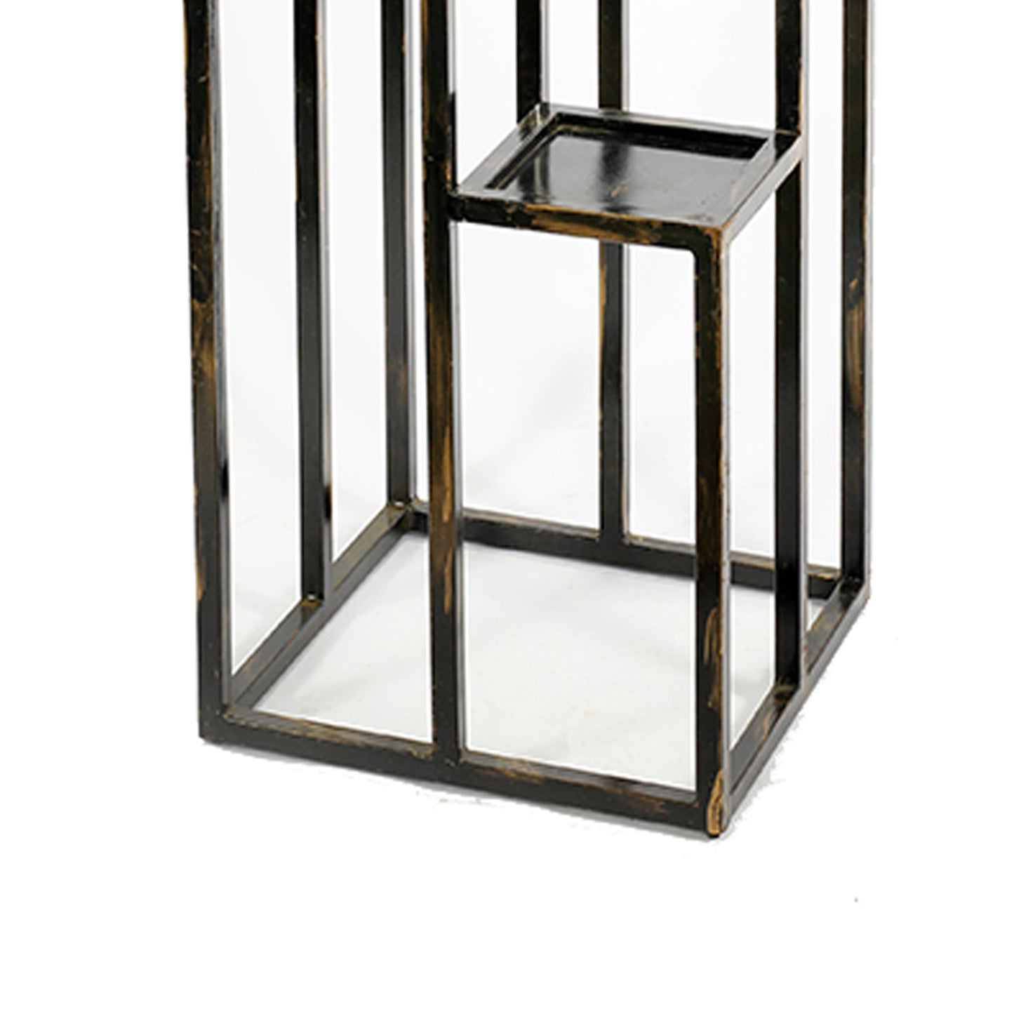 4 Tier Cast Iron Frame Plant Stand With Tubular Legs, Black And Gold By Benzara | Stands | Modishstore - 4