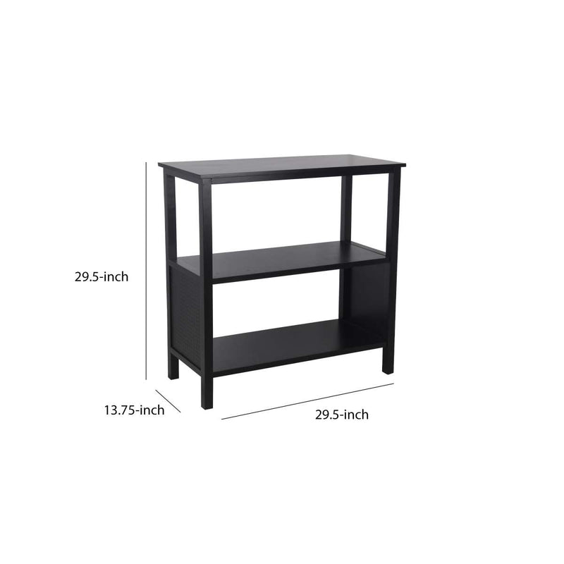3 Tier Wooden Accent Stand With Texture Side Panels, Black By Benzara | Side Tables |  Modishstore 