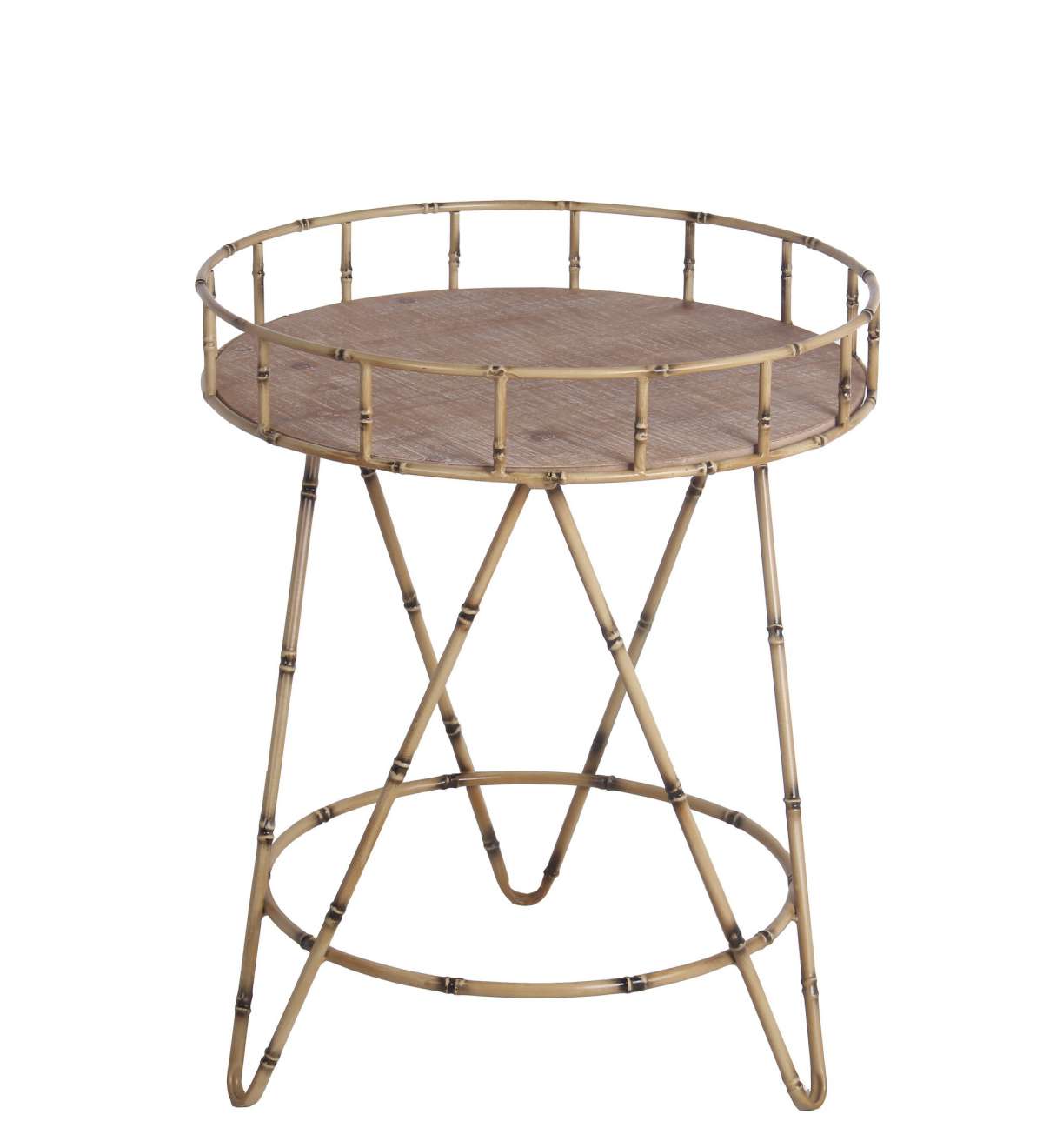 Rail Top Accent Table With Bamboo Hairpin Legs, Brown By Benzara | Side Tables |  Modishstore 