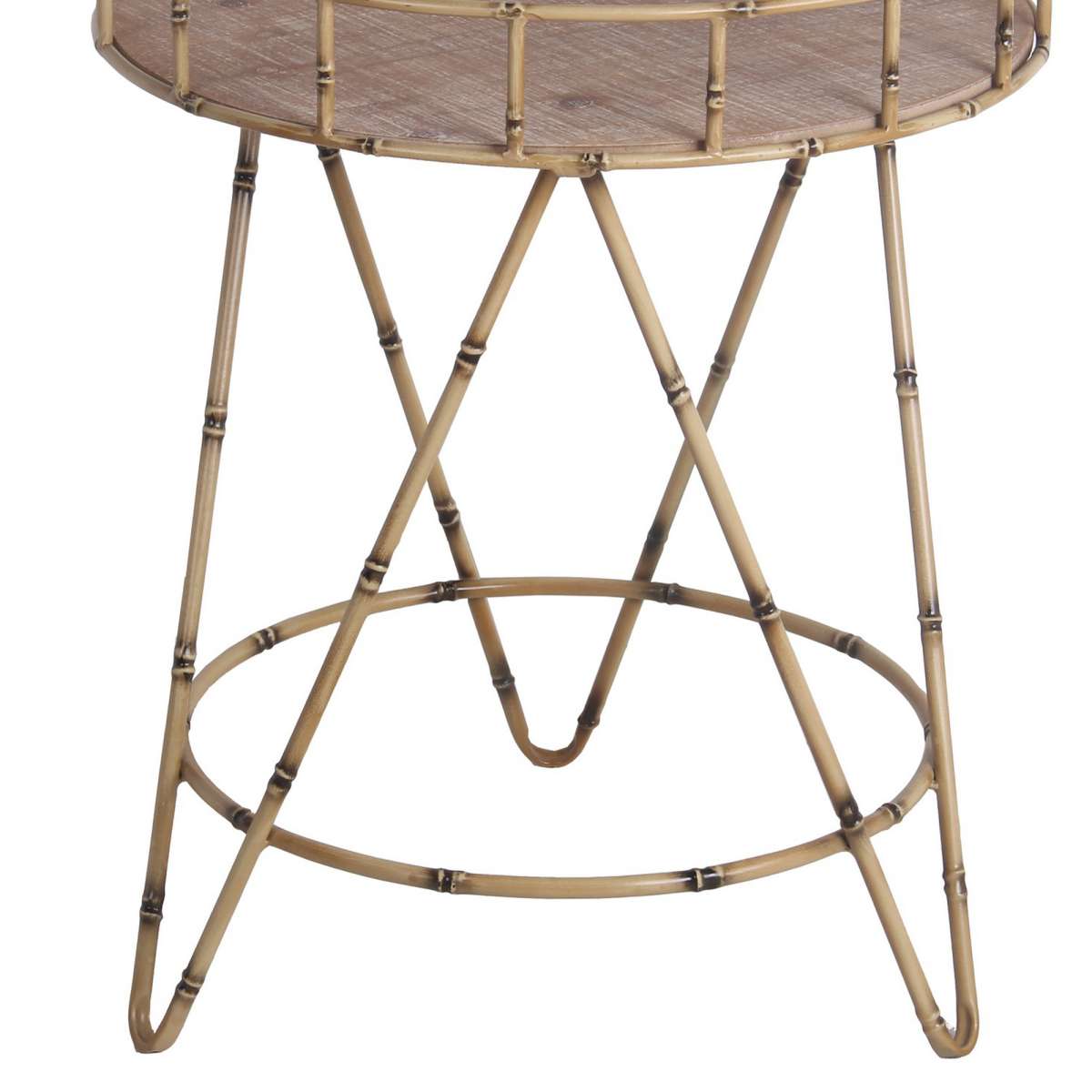 Rail Top Accent Table With Bamboo Hairpin Legs, Brown By Benzara | Side Tables |  Modishstore  - 4