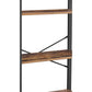 4 Tier Wood And Metal Bookcase With Criss Cross Back, Rustic Brown And Black By Benzara | Bookcases | Modishstore - 2