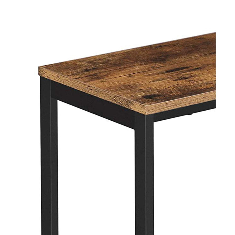 Industrial Wood And Metal Side Table With Open Mesh Shelf, Brown And Black By Benzara | End Tables | Modishstore - 4