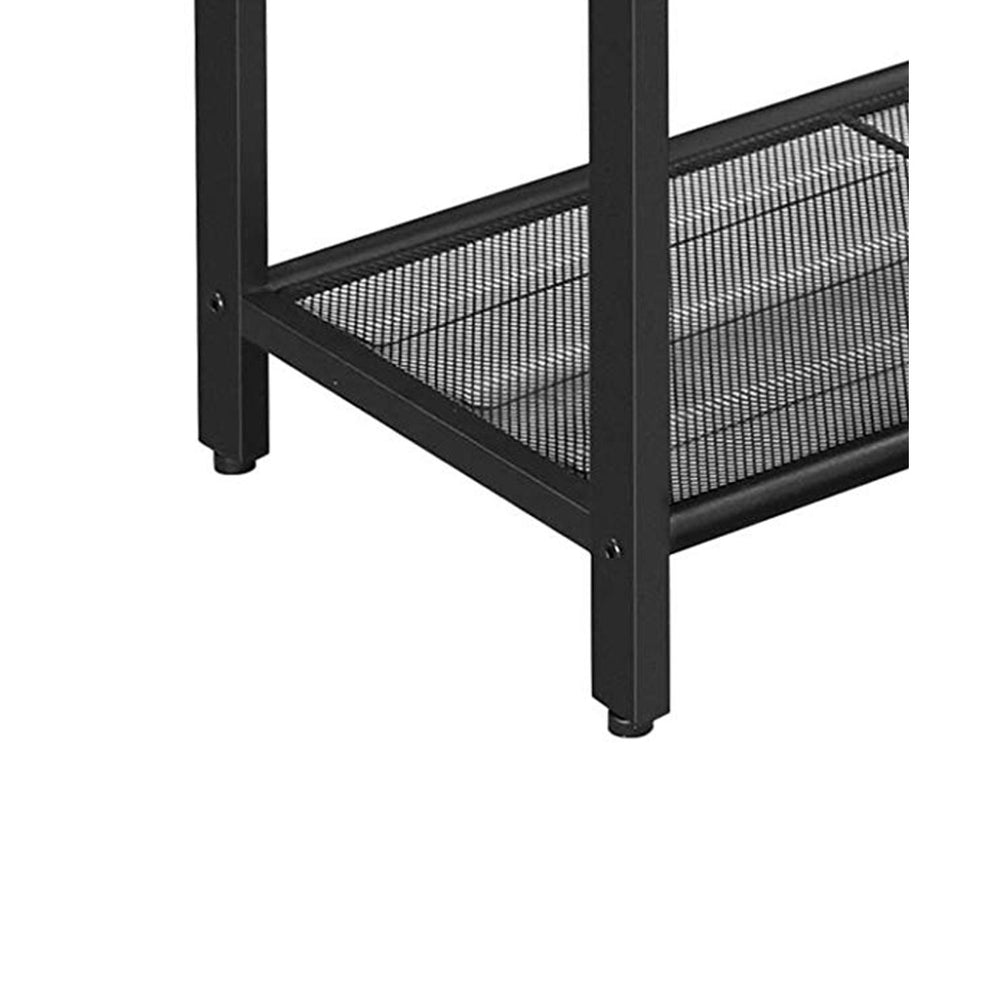 Industrial Wood And Metal Side Table With Open Mesh Shelf, Brown And Black By Benzara | End Tables | Modishstore - 2