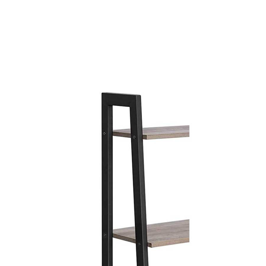 4 Tier Ladder Style Wood And Metal Frame Bookcase, Taupe Gray And Black By Benzara | Bookcases |  Modishstore  - 2