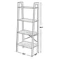 4 Tier Ladder Style Wood And Metal Frame Bookcase, Taupe Gray And Black By Benzara | Bookcases |  Modishstore  - 5