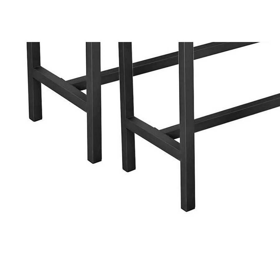 Wooden Top Indoor Bench With Metal Legs, Set Of 2, Rustic Brown And Black By Benzara | Benches |  Modishstore  - 3