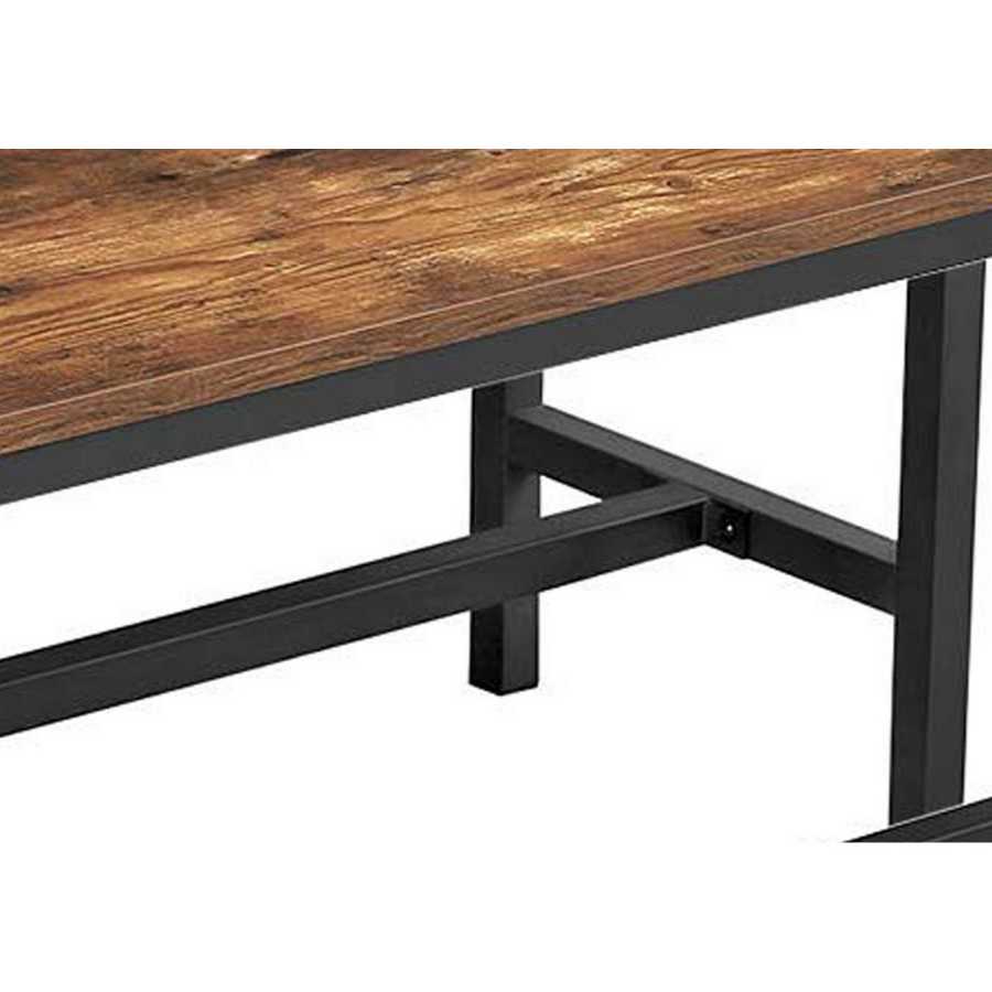 Wooden Top Indoor Bench With Metal Legs, Set Of 2, Rustic Brown And Black By Benzara | Benches |  Modishstore  - 4