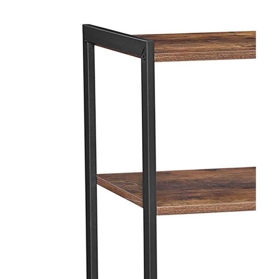 2 Mesh Basket And 6 Hooks Wood And Metal Frame Bakers Rack, Brown And Black By Benzara | Shelves & Shelving Units |  Modishstore  - 2