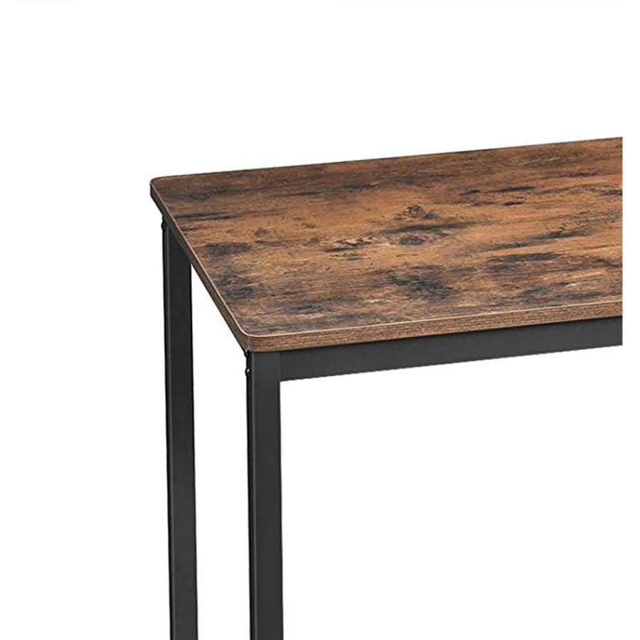 Wood And Metal Frame Bar Counter With 3 Shelves, Rustic Brown And Black By Benzara | Cabinets |  Modishstore  - 2