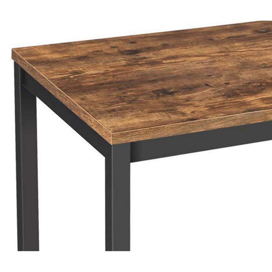 Wooden Top Writing Desk With Tubular Metal Legs, Rustic Brown And Black By Benzara | Desks |  Modishstore  - 2