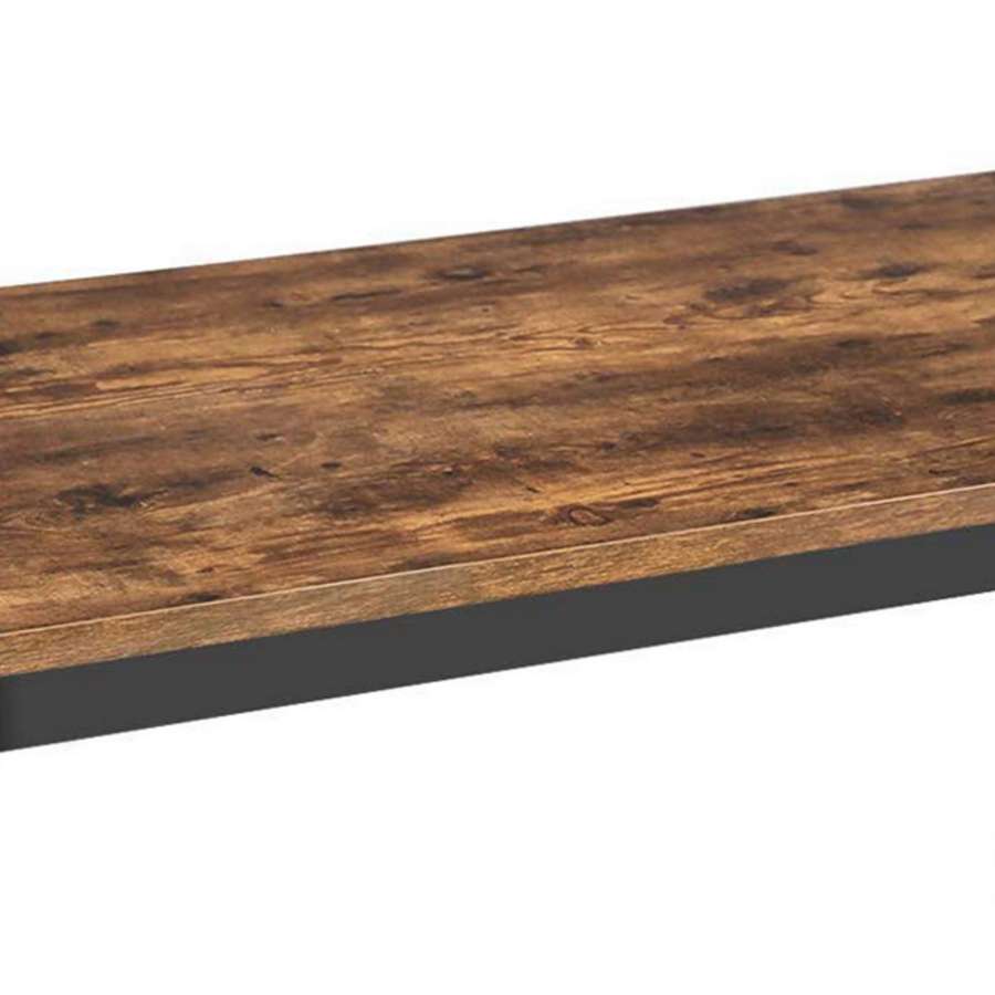 Wooden Top Writing Desk With Tubular Metal Legs, Rustic Brown And Black By Benzara | Desks |  Modishstore  - 4