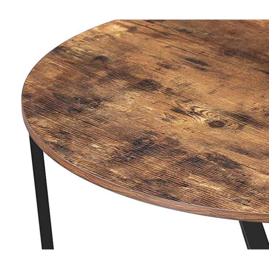 Round Wood Top Metal Frame Coffee Table With Tubular Legs, Brown And Black By Benzara | Coffee Tables |  Modishstore  - 2