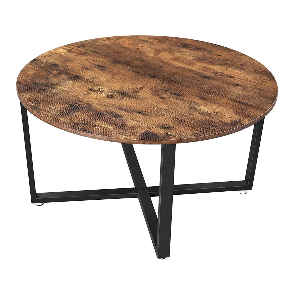 Round Wood Top Metal Frame Coffee Table With Tubular Legs, Brown And Black By Benzara | Coffee Tables |  Modishstore 