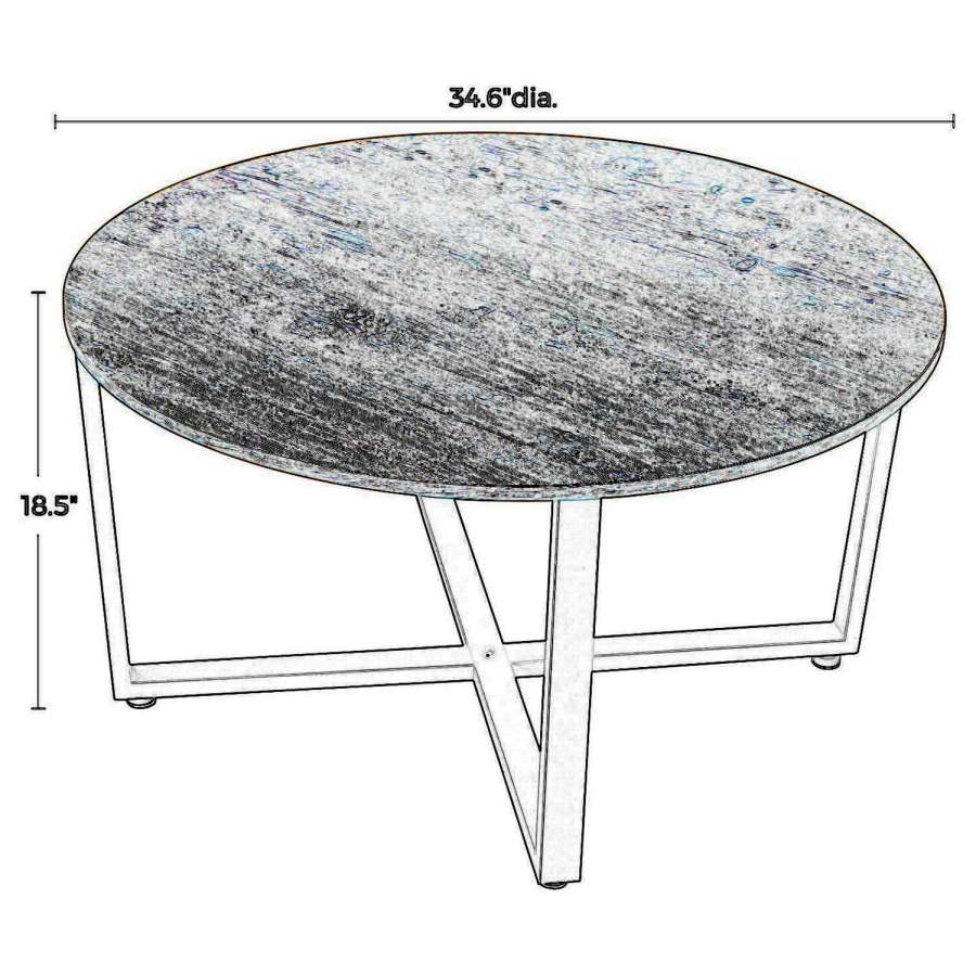 Round Wood Top Metal Frame Coffee Table With Tubular Legs, Brown And Black By Benzara | Coffee Tables |  Modishstore  - 5