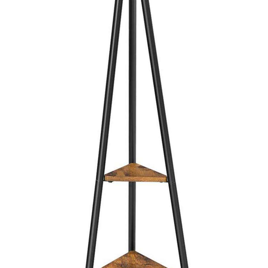 Tapered Drum Shade Floor Lamp With 2 Open Shelves, White And Black By Benzara | Floor Lamps |  Modishstore  - 3