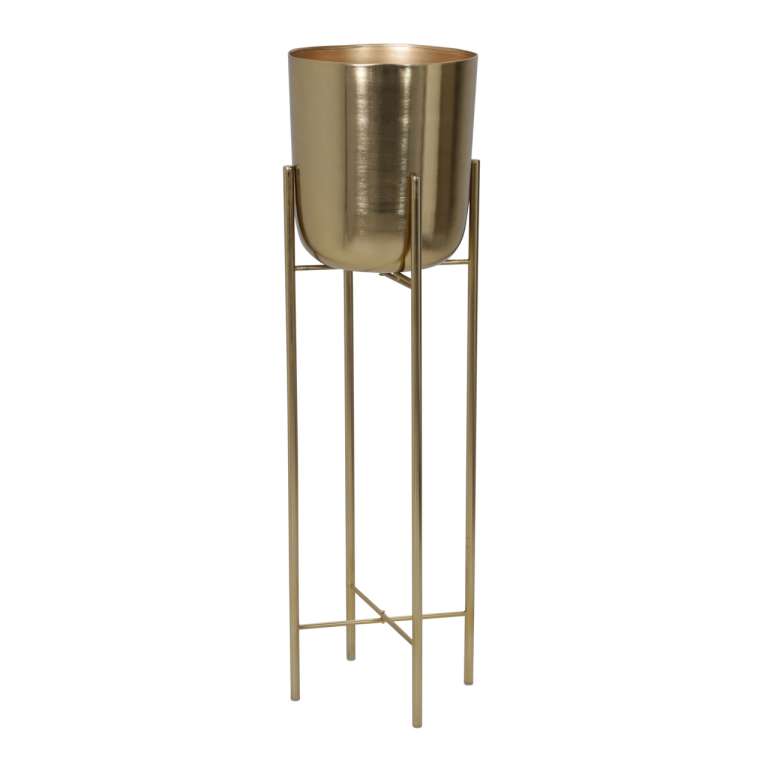 Metal Frame Glass Shape Planter With X Design At Bottom, Set Of 3, Gold By Benzara | Planters, Troughs & Cachepots |  Modishstore  - 5
