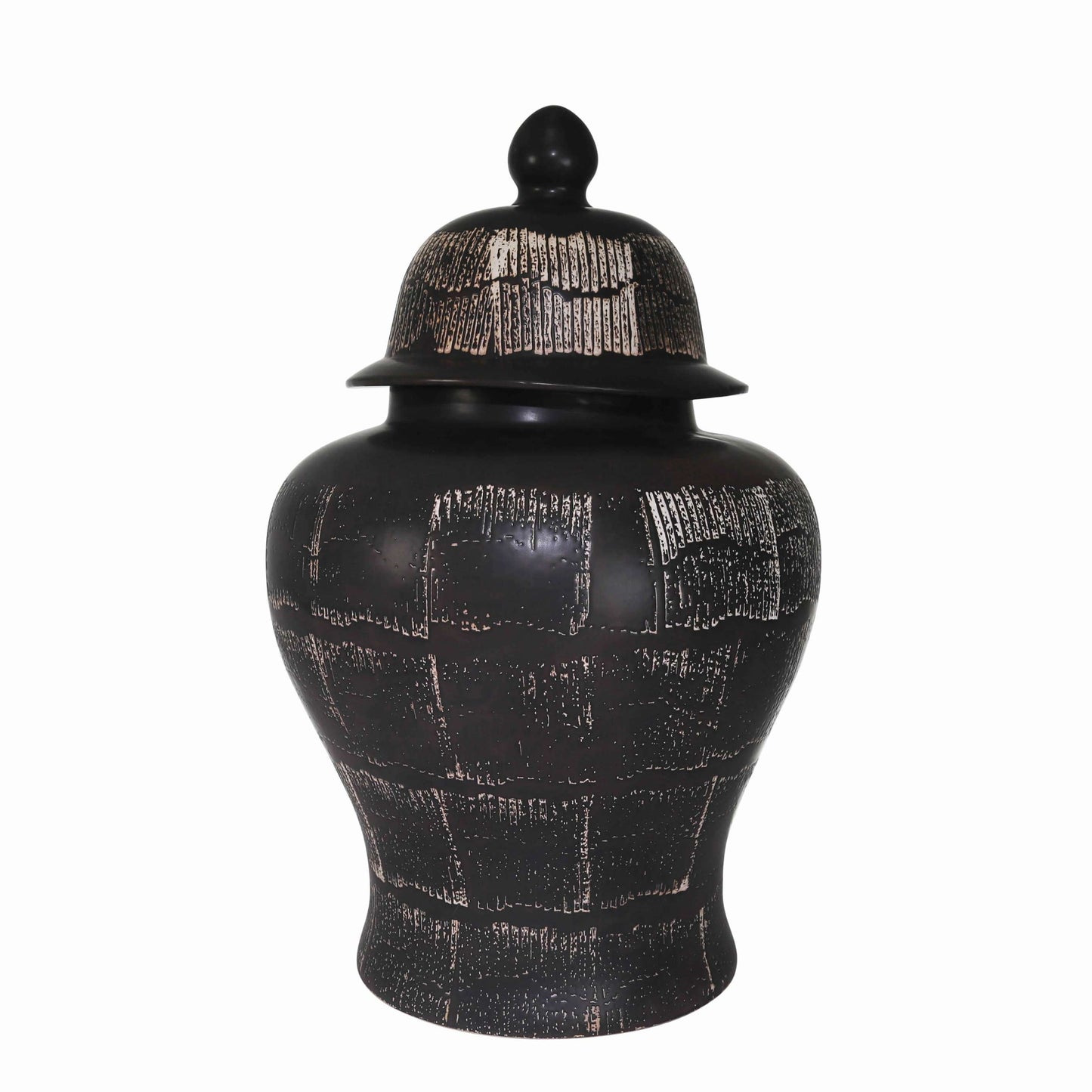 Ceramic Frame Temple Shape Lidded Jar, Antique Black By Benzara | Jars & Canisters |  Modishstore 