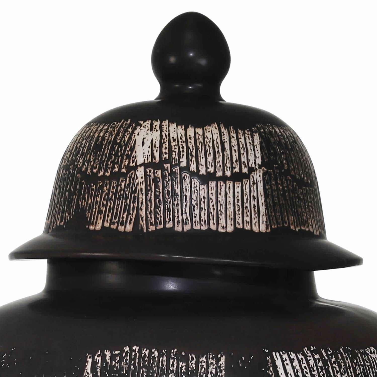 Ceramic Frame Temple Shape Lidded Jar, Antique Black By Benzara | Jars & Canisters |  Modishstore  - 3