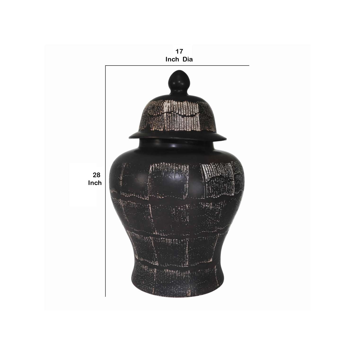 Ceramic Frame Temple Shape Lidded Jar, Antique Black By Benzara | Jars & Canisters |  Modishstore  - 2