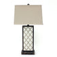 Rock Base Table Lamp With Drum Shade And Quatrefoil Pattern,Brown By Benzara | Table Lamps |  Modishstore 