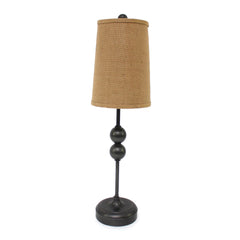 Metal Spindle Design Table Lamp With Cone Shade And Round Base, Black By Benzara