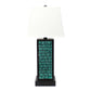 Rectangular Metal Frame Table Lamp With Brick Pattern, White And Blue By Benzara | Table Lamps |  Modishstore 