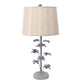Flower Tree Design Metal Table Lamp With Tapered Drum Shade, Gray And Beige By Benzara | Table Lamps |  Modishstore 