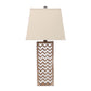 Table Lamp With Chevron Pattern And Mirror Inlay,Brown And Silver By Benzara | Table Lamps |  Modishstore 