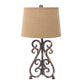 Metal Table Lamp With Scroll Design Base And 2 Way Switch,Bronze And Beige By Benzara | Table Lamps |  Modishstore 