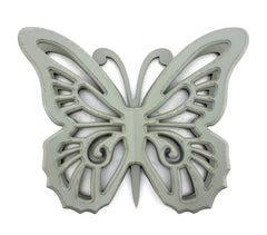 Wooden Butterfly Wall Plaque With Cutout Detail, Light Gray By Benzara