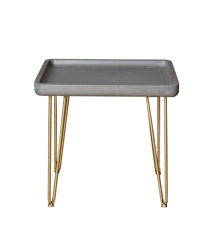 Rectangular Wooden Side Table With Hairpin Legs, Gray And Gold By Benzara | Side Tables |  Modishstore  - 2