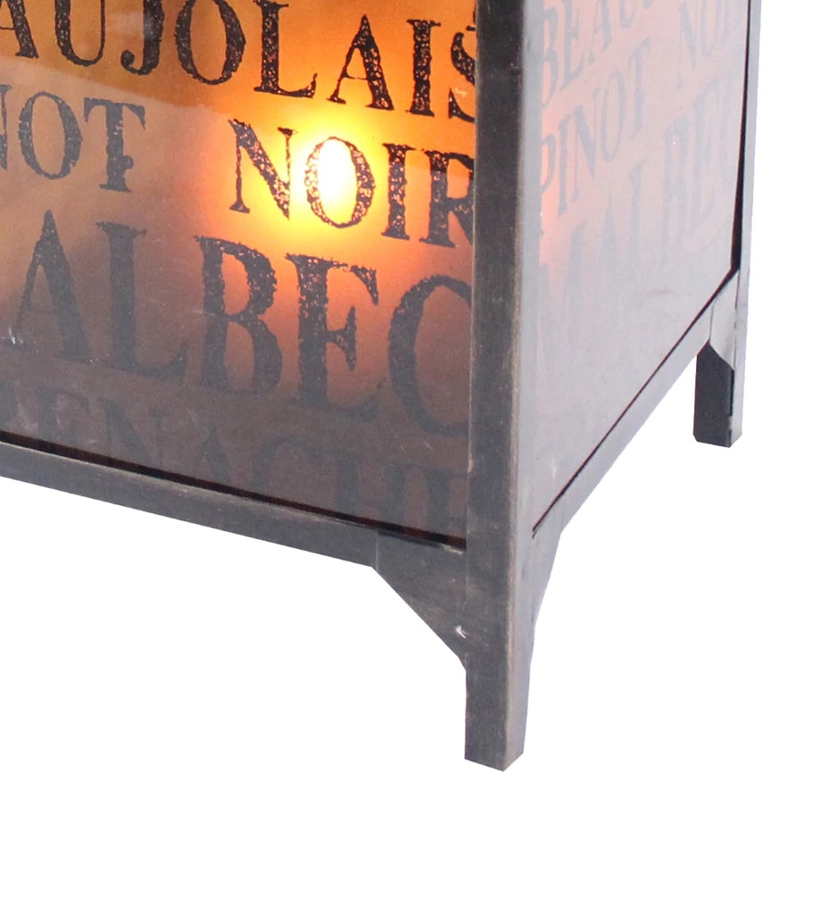 Cuboidal Metal And Glass Candleholder With Typography, Black And Clear By Benzara | Candle Holders |  Modishstore  - 4