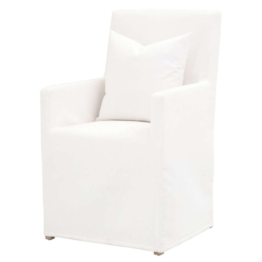 Wooden Frame Arm Chair With Removable Slipcover, White By Benzara | Armchairs |  Modishstore 