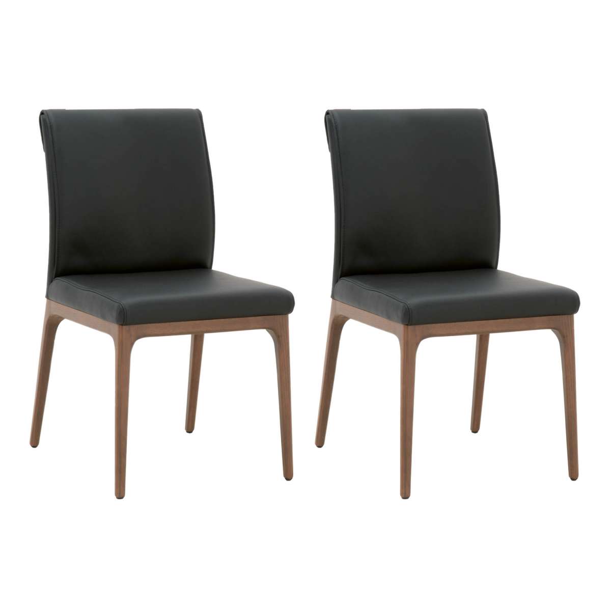 Leatherette Dining Chair With Sleigh Stitched Back,Set Of 2, Sable Brown By Benzara | Dining Chairs |  Modishstore 