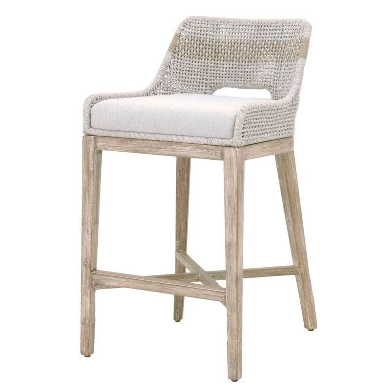 Interwoven Rope Barstool With Flared Legs And Cross Support, Gray By Benzara | Bar Stools & Table |  Modishstore 